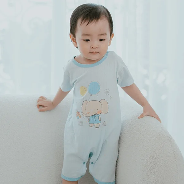 Set 2 bodysuit đùi Ht voi Animo M522005-20 (0-12M,Xanh biển)
