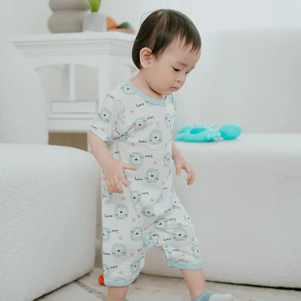 Set 2 bodysuit đùi Ht sư tử Animo M522003-18 (0-12M,xanh lá)