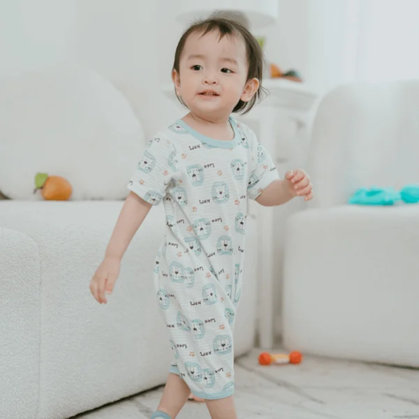 Set 2 bodysuit đùi Ht sư tử Animo M522003-18 (0-12M,xanh lá)