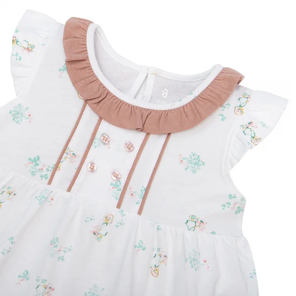 Đầm bé gái Hoa và bé Animo BH922031 (6M-6Y,Trắng họa tiết)