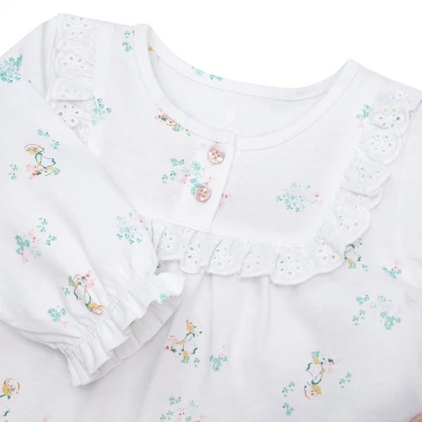 Bộ bé gái dài Hoa và bé Animo BH922032 (6M-6Y,Trắng họa tiết)