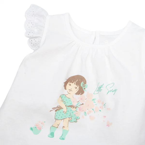 Bộ bé gái quần lửng Hoa và bé Animo BH922030 (6M-6Y,Trắng)