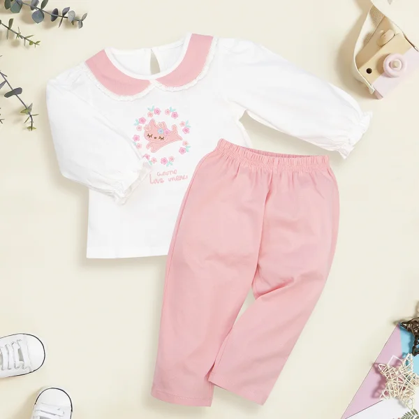 Bộ bé gái dài BST Mèo ngủ mơ Animo ST722035 (6M-6Y,Trắng)