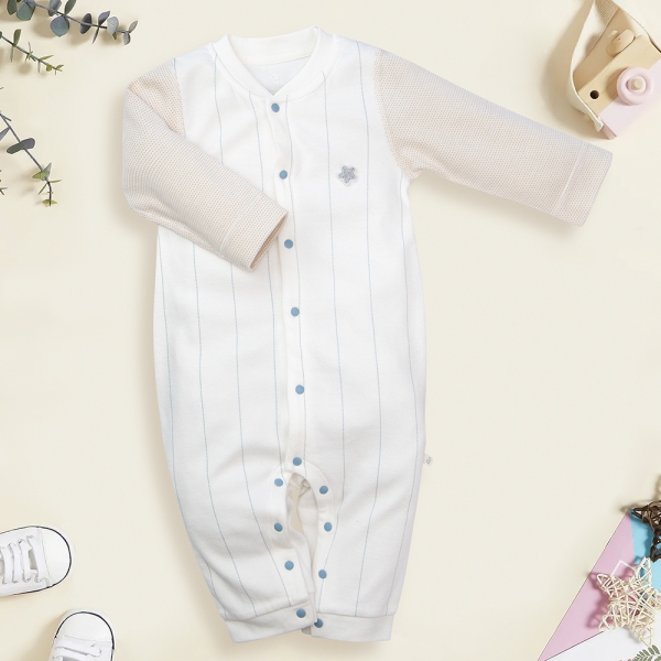 Bodysuit đông vải mỏng Animo MN1022023 (0-12M,Trắng cài nút ht Ngôi sao)