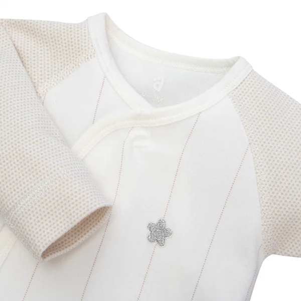 Bodysuit đông vải mỏng Animo MN1022022 (0-12M,Trắng cột dây ht Ngôi sao)