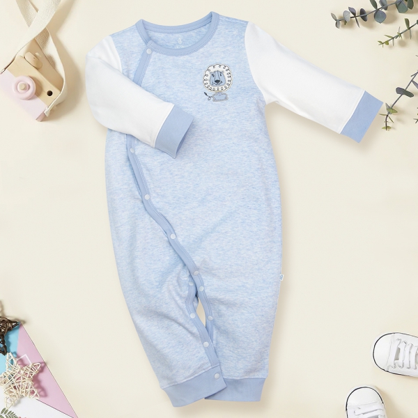 Bodysuit đông vải mỏng Bé sư tử Animo VĐ822055 (0-12M,Xanh)