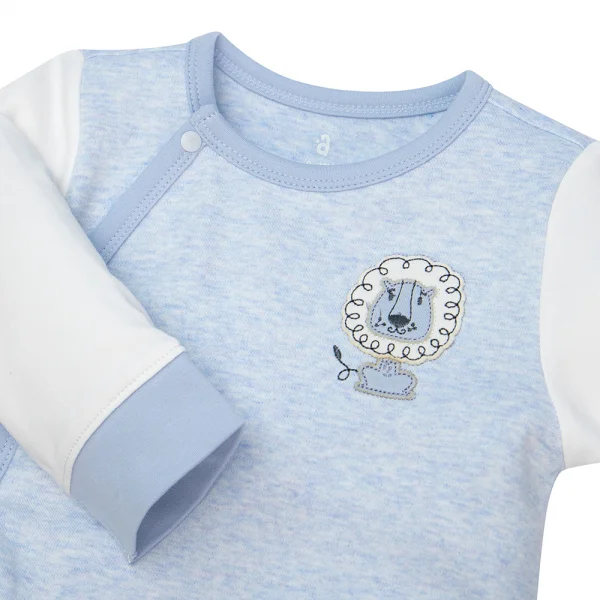 Bodysuit đông vải mỏng Bé sư tử Animo VĐ822055 (0-12M,Xanh)