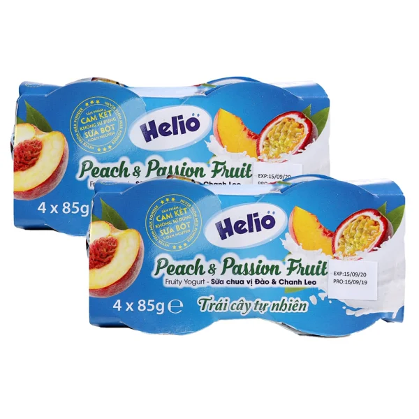 Combo 2 Sữa chua hoa quả Helio vị đào - chanh leo 85g - Lốc 4