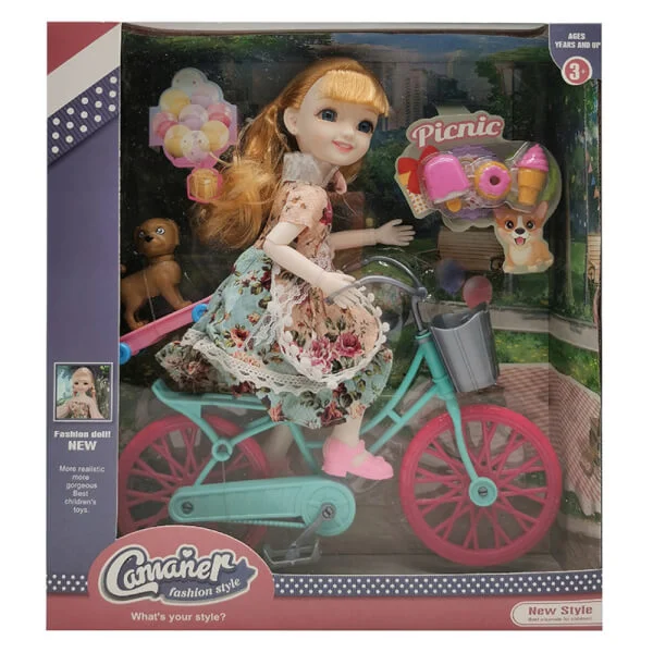 Hộp búp bê công chúa váy hoa kèm xe đạp JS051342