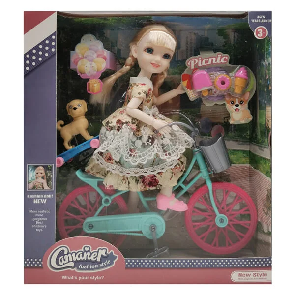 Hộp búp bê công chúa váy hoa kèm xe đạp JS051342