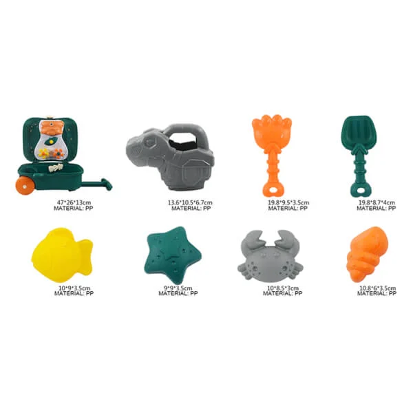 Vali kéo đi biển hình con khủng long 8pcs JS053937