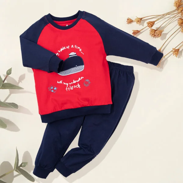 Bộ bé trai dài Bst Biển sâu dậy sóng Animo HN1022084 (6M-6Y, Đỏ)