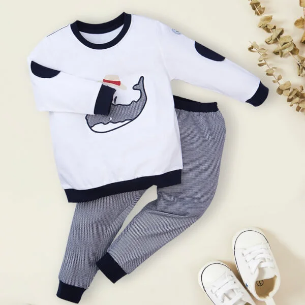 Bộ bé trai dài Bst Biển sâu dậy sóng Animo HN1022085 (6M - 6Y, Trắng)