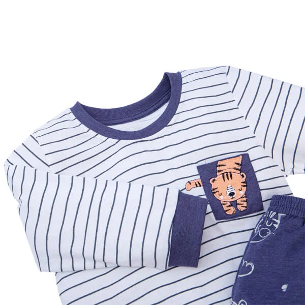 Bộ bé trai dài, BST Bé dần Animo HN722040 (6M-3Y,Sọc xanh)