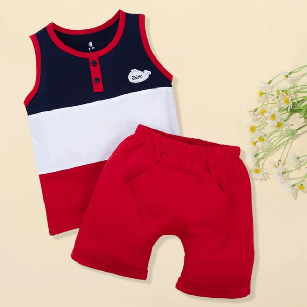 Bộ bé trai ngắn, bst Biển sâu dậy sóng Animo HN822065 (6M-6Y, Đỏ)