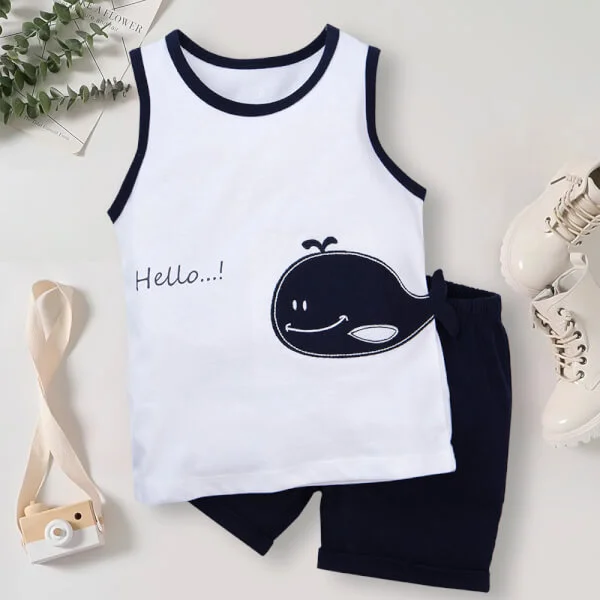 Bộ bé trai ngắn, bst Biển sâu dậy sóng Animo HN822066 (6M-3Y, Trắng)