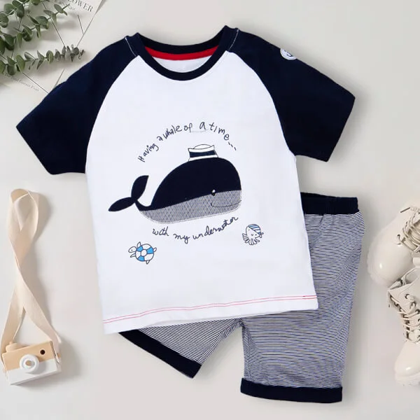 Bộ bé trai ngắn, bst Biển sâu dậy sóng Animo HN822068 (6M-6Y, Xanh đậm)