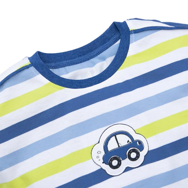 Bộ bé trai ngắn, bst xe rùa bíp bíp Animo HN522043 (6M-6Y,Sọc xanh)