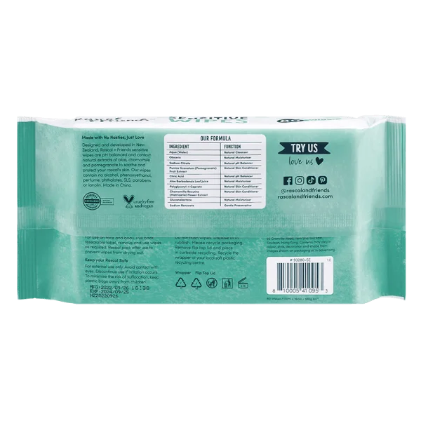 Khăn ướt dịu nhẹ Rascal + Friends (80 tờ)