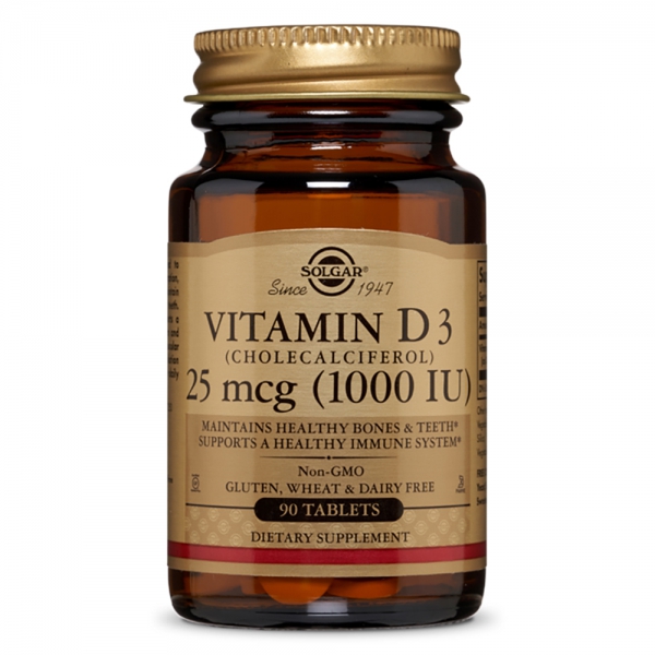 Viên ống Vitamin D3 1000 IU Solgar, 90 viên