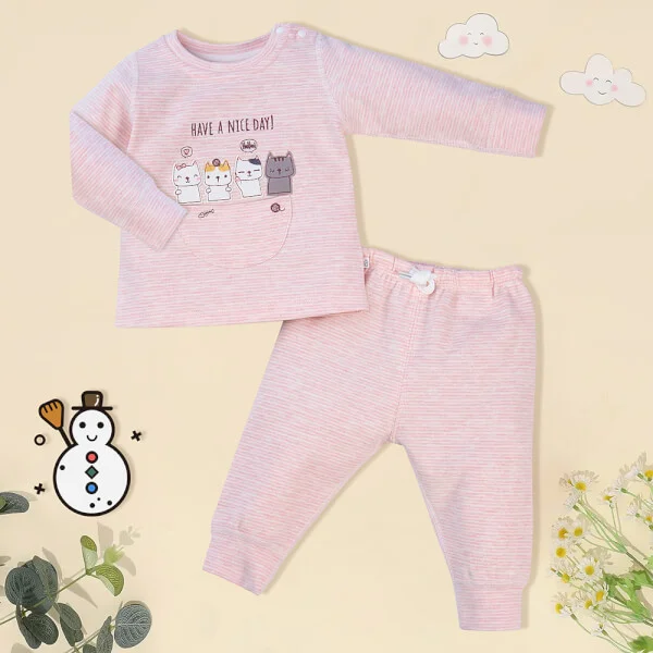 Bộ đông bé gái dài Animo MN922003 (6M-3Y,Hồng)