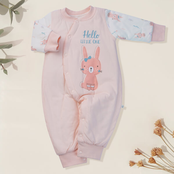 Bodysuit đông vải dày Thỏ hồng Animo MN922029 (0-12M,Hồng)