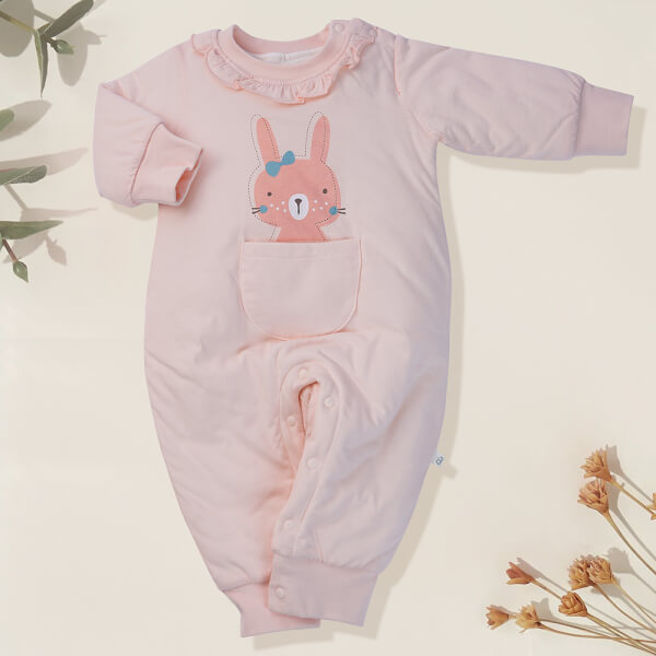 Bodysuit đông vải dày Thỏ hồng Animo MN922028 (0-12M,Hồng)