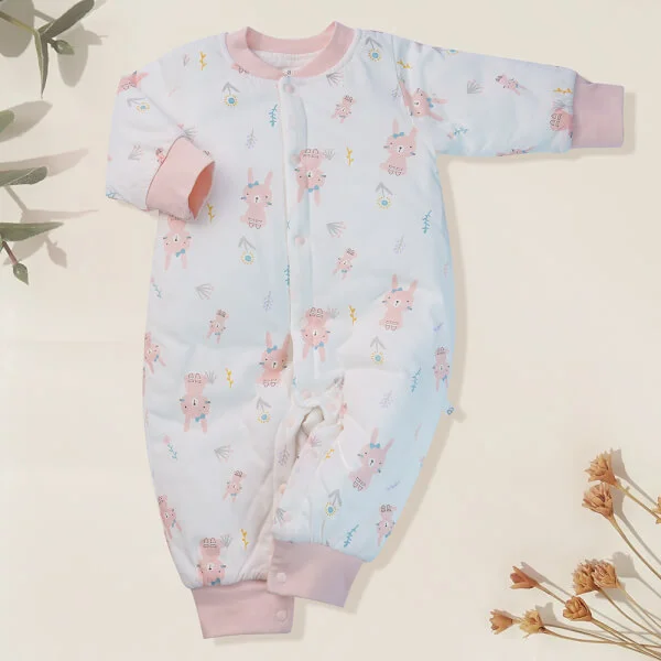 Bodysuit đông vải dày Thỏ hồng Animo MN922027 (0-12M,Trắng)