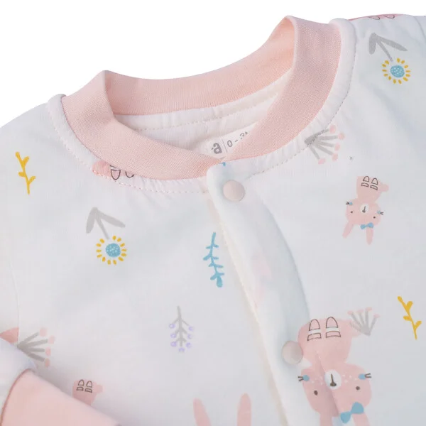 Bodysuit đông vải dày Thỏ hồng Animo MN922027 (0-12M,Trắng)