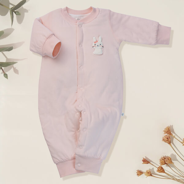 Bodysuit đông vải dày Thỏ hồng Animo MN922026 (0-12M,Hồng)