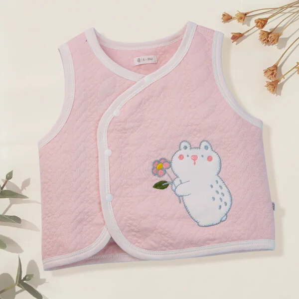 Áo ghi lê đông Animo Gấu ôm hoa MN922016 (0-12M, Hồng)