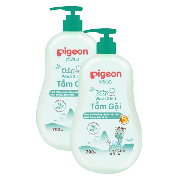 Combo 2 Tắm - Gội 2 in 1 Jojoba Pigeon 700ml Không Paraben