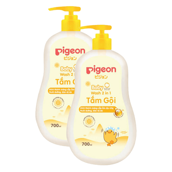 Combo 2 Tắm - Gội 2 in 1 Pigeon (700ml) - Hoa hướng dương Không Paraben