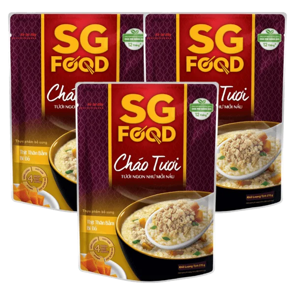 Combo 3 Cháo Thịt thăn bằm, Bí đỏ, SG Food