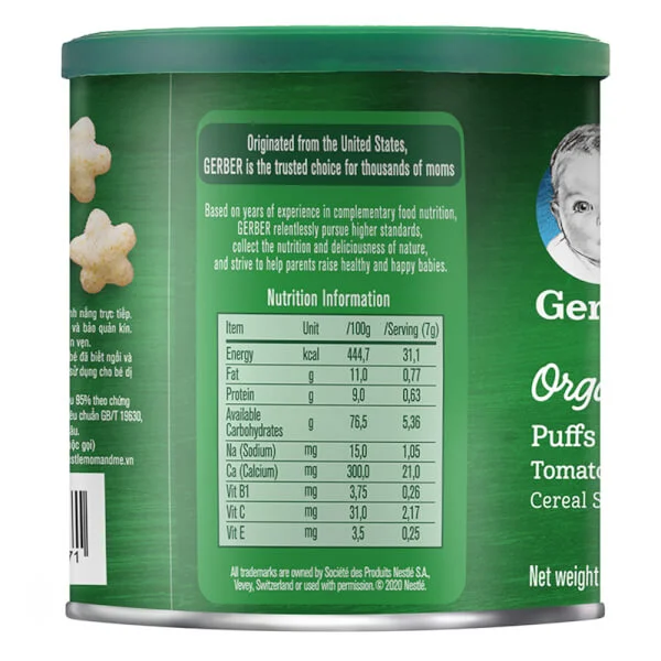 Thực phẩm bổ sung Bánh ăn dặm Gerber Organic vị Cà Chua và Cà Rốt