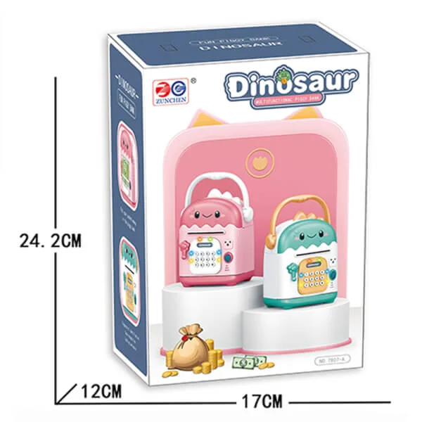 Két sắt khủng long thông minh hút tiền tự động có nhạc đèn YN468820 (Xanh)