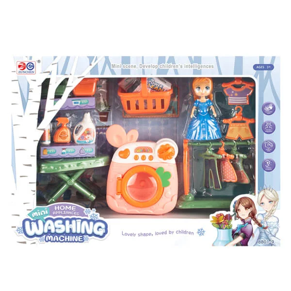 Hộp đồ chơi gia dụng giặt ủi mini kèm búp bê YN407048