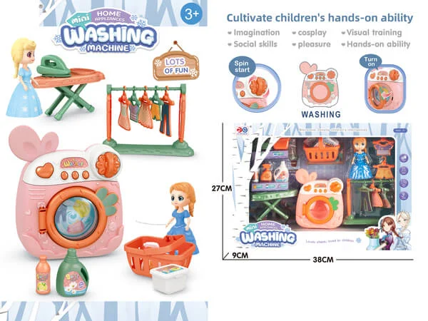 Hộp đồ chơi gia dụng giặt ủi mini kèm búp bê YN407048