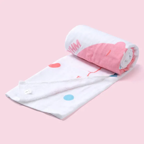Khăn tắm trẻ em Cotton Animo BM9T (60x120cm,Trắng)