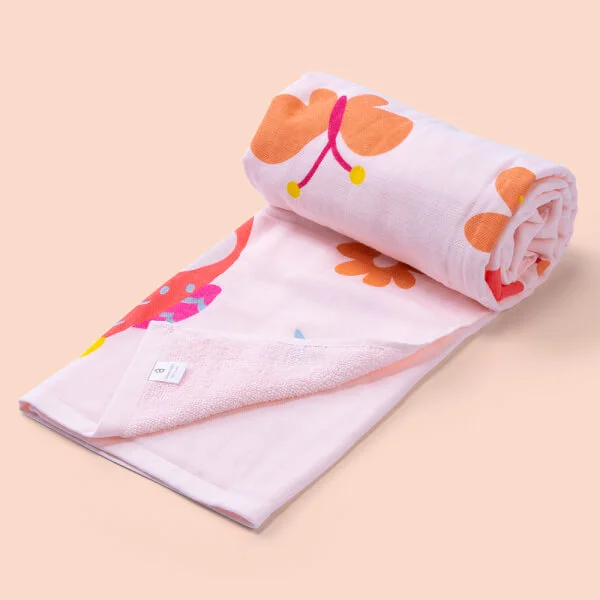 Khăn tắm trẻ em Cotton Animo BM9T (60x120cm,Hồng)
