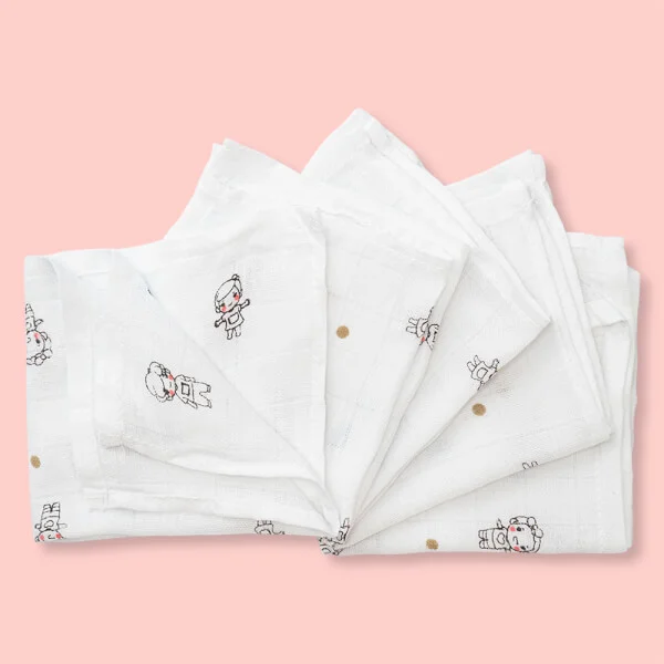 Khăn gạc sợi tre in hình Animo HM9X (25x25cm,5 cái)