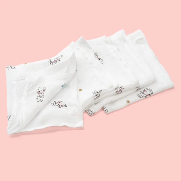 Khăn gạc sợi tre in hình Animo HM9X (25x25cm,5 cái)