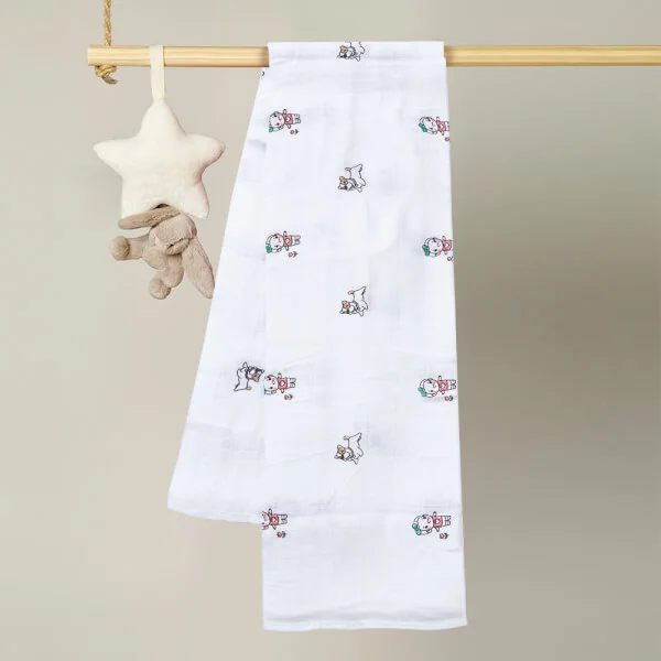 Combo 2 Khăn gạc sợi tre in hình Animo BM9X (90x90cm)