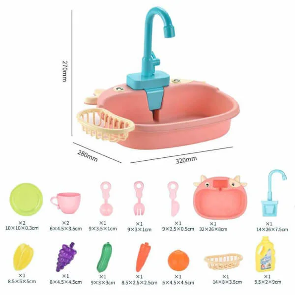 Bồn rửa chén có phun nước kèm dụng cụ và rau củ LH16872656