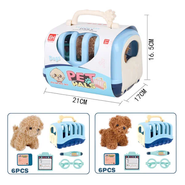 Đồ chơi nuôi cún cưng kèm lồng và phụ kiện JS049640 (Xanh)