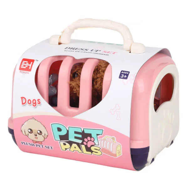 Đồ chơi nuôi cún cưng kèm lồng và phụ kiện JS049639 (Hồng)