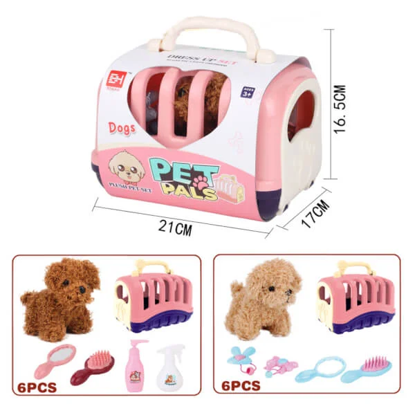 Đồ chơi nuôi cún cưng kèm lồng và phụ kiện JS049639 (Hồng)