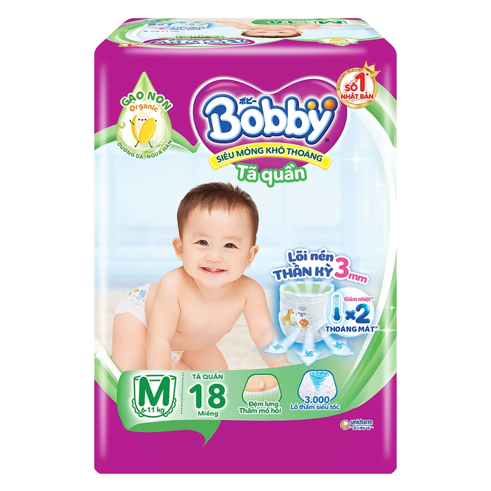 QT Bobby_Tã quần Bobby Fresh (M, 6-10kg, 18 miếng)