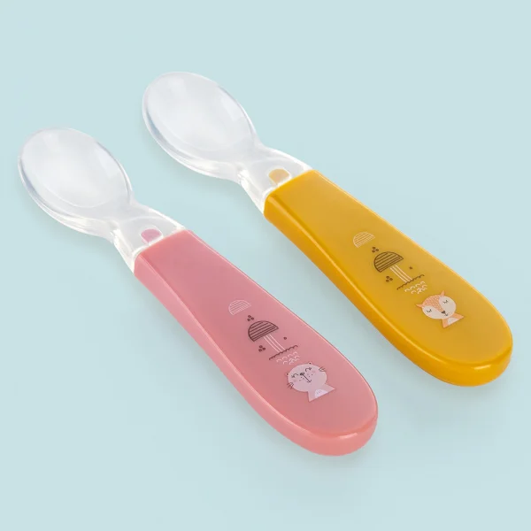 Bộ muỗng Silicone ConCung Good tập ăn cho bé (hồng và vàng)