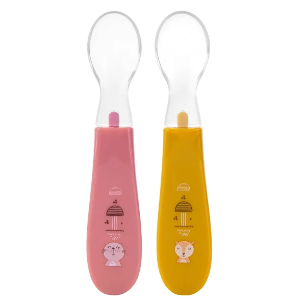 Bộ muỗng Silicone ConCung Good tập ăn cho bé (hồng và vàng)